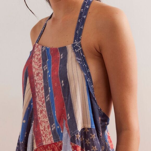 Free People We the Free Heritage Patchwork Maxi Dress in Americana Combo - Picture 4 of 13